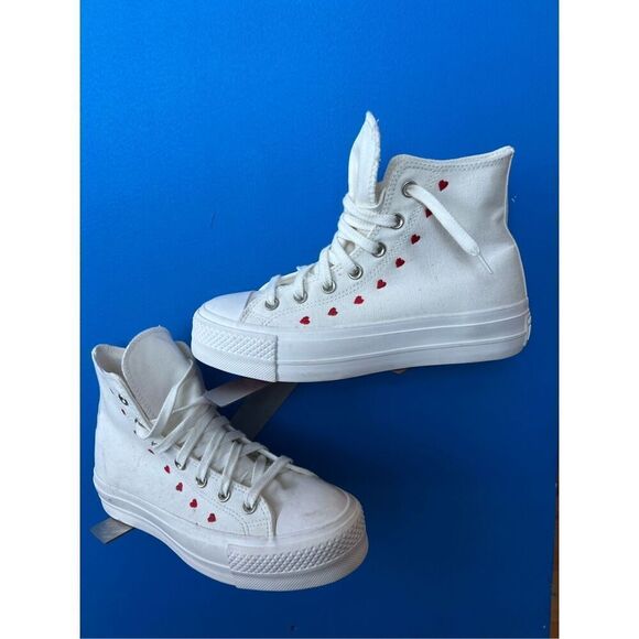 Converse Chuck Taylor All Star Lift Platform High Hearts Love Women's Sz 7 - Picture 2 of 6